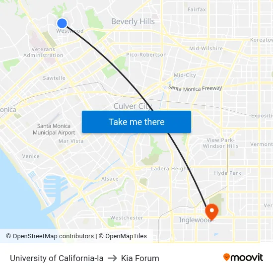 University of California-la to Kia Forum map