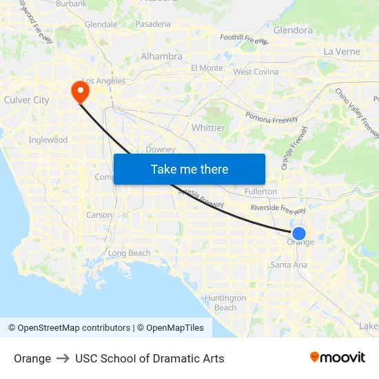 Orange to USC School of Dramatic Arts map