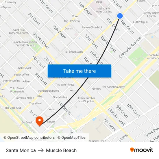 Santa Monica to Muscle Beach map