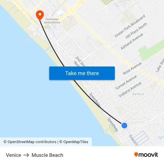 Venice to Muscle Beach map