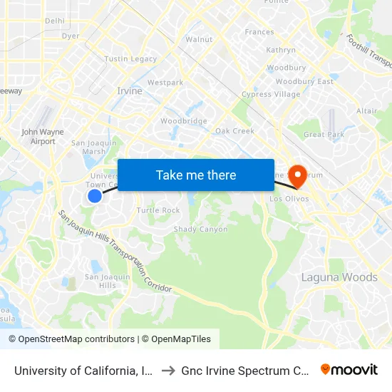 University of California, Irvine to Gnc Irvine Spectrum Center map