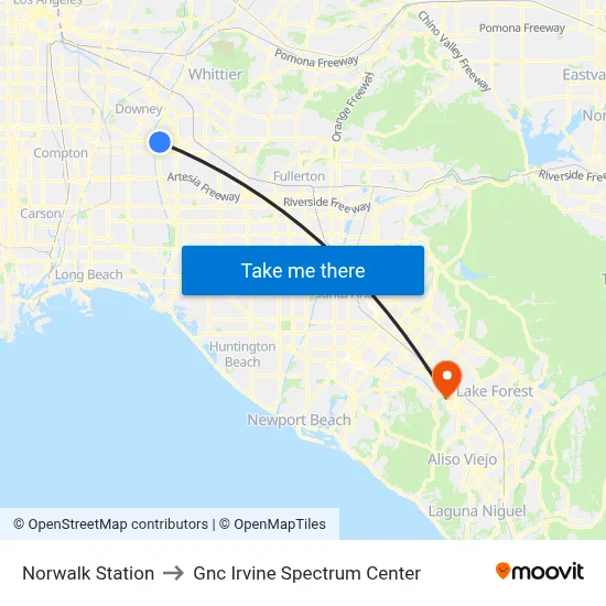 Norwalk Station to Gnc Irvine Spectrum Center map