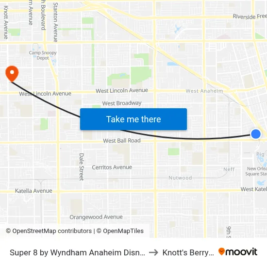 Super 8 by Wyndham Anaheim Disneyland Drive to Knott's Berry Farm map