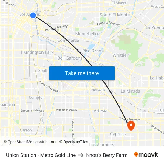 Union Station - Metro Gold Line to Knott's Berry Farm map