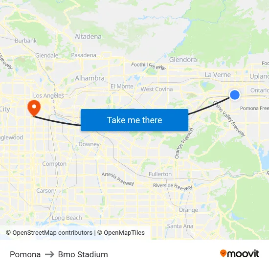 Pomona to Bmo Stadium map