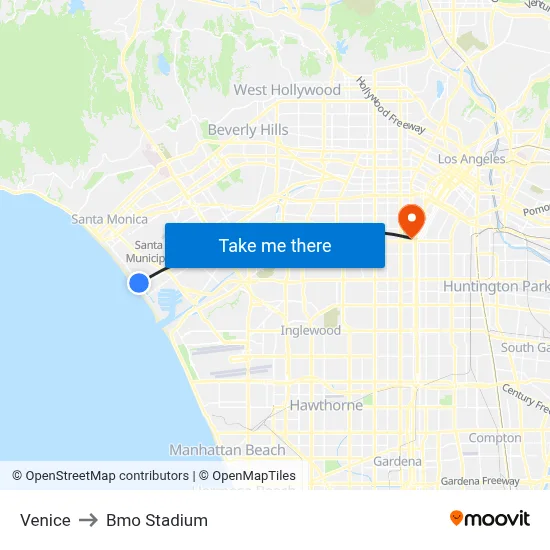 Venice to Bmo Stadium map