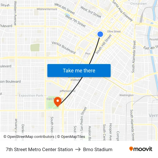7th Street Metro Center Station to Bmo Stadium map