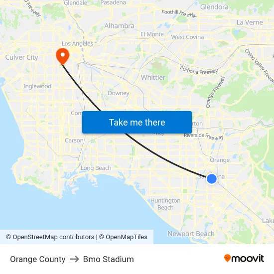 Orange County to Bmo Stadium map
