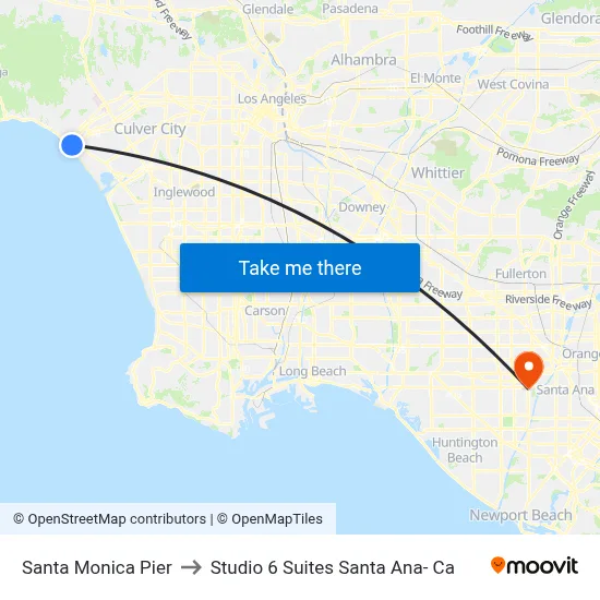 Santa Monica Pier to Studio 6 Suites Santa Ana- Ca map