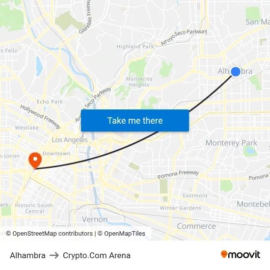 Alhambra to Crypto.Com Arena map