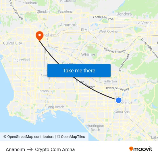 Anaheim to Crypto.Com Arena map
