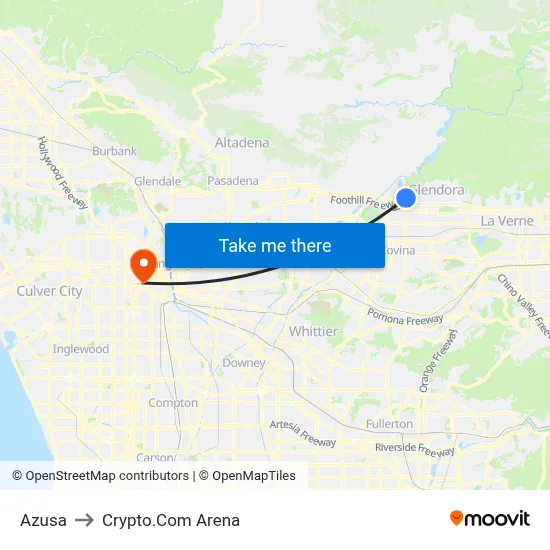Azusa to Crypto.Com Arena map