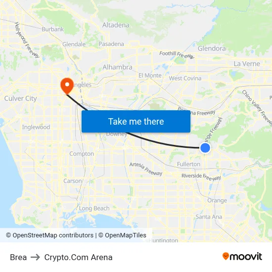 Brea to Crypto.Com Arena map