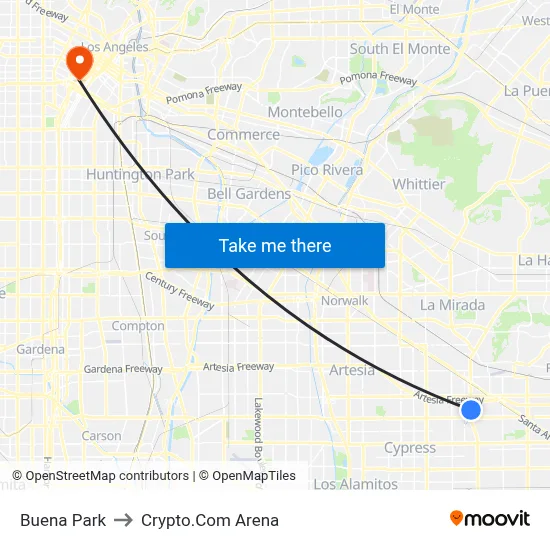 Buena Park to Crypto.Com Arena map