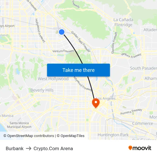 Burbank to Crypto.Com Arena map