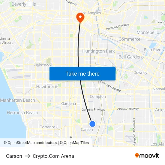 Carson to Crypto.Com Arena map