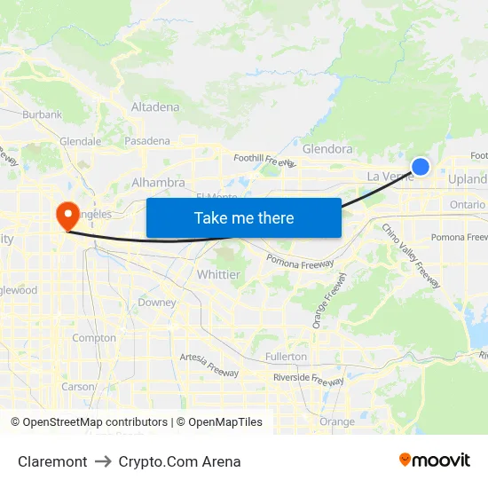 Claremont to Crypto.Com Arena map