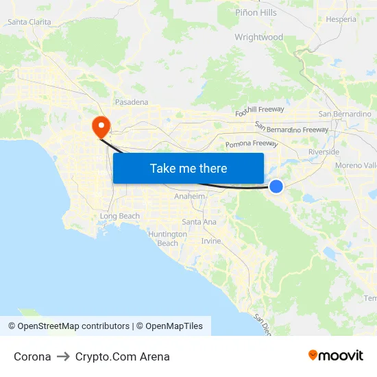 Corona to Crypto.Com Arena map