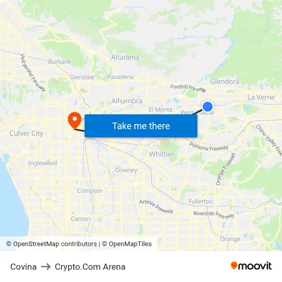 Covina to Crypto.Com Arena map