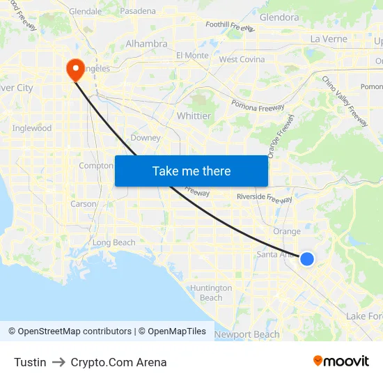 Tustin to Crypto.Com Arena map