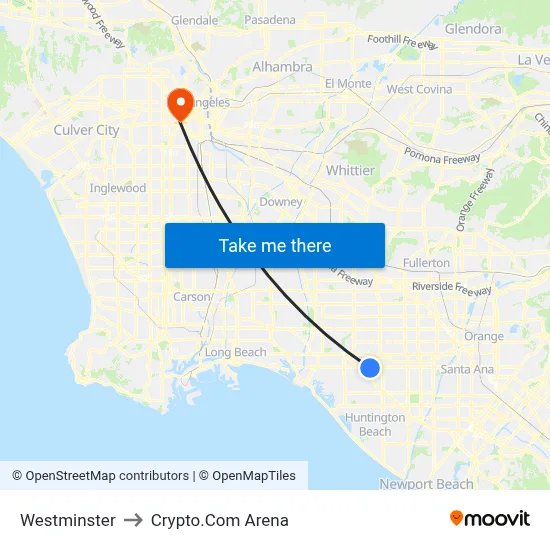 Westminster to Crypto.Com Arena map