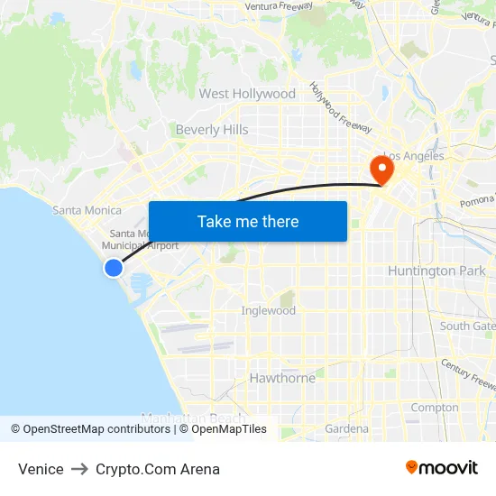 Venice to Crypto.Com Arena map