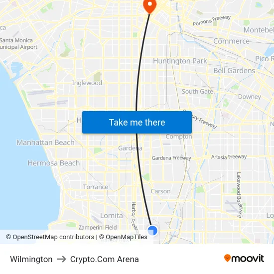 Wilmington to Crypto.Com Arena map