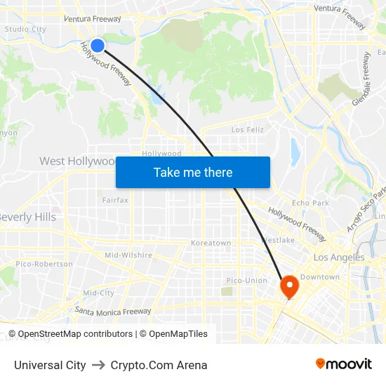 Universal City to Crypto.Com Arena map