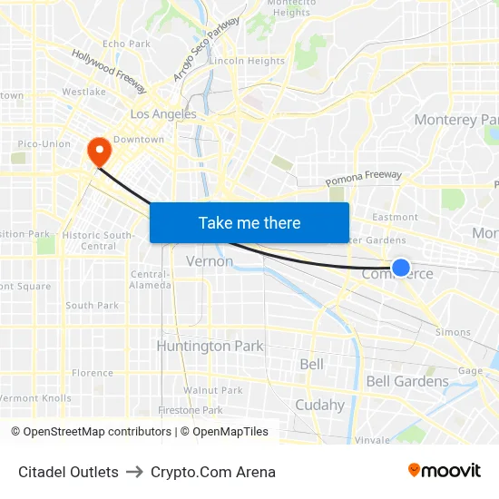 Citadel Outlets to Crypto.Com Arena map