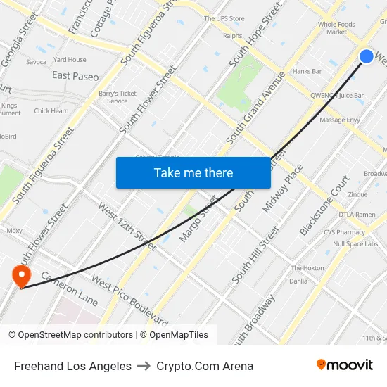 Freehand Los Angeles to Crypto.Com Arena map