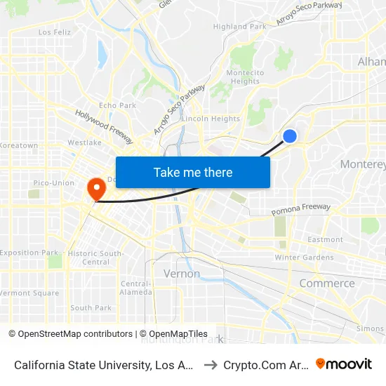 California State University, Los Angeles to Crypto.Com Arena map