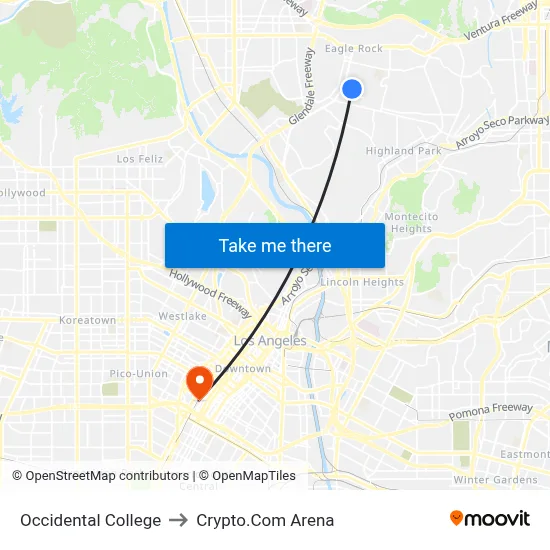 Occidental College to Crypto.Com Arena map