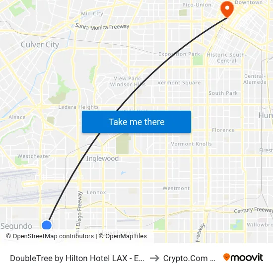 DoubleTree by Hilton Hotel LAX - El Segundo to Crypto.Com Arena map