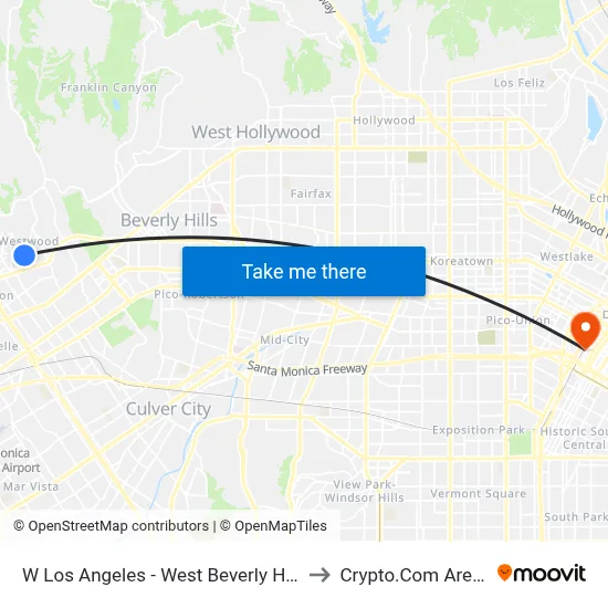 W Los Angeles - West Beverly Hills to Crypto.Com Arena map
