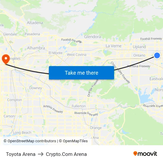 Toyota Arena to Crypto.Com Arena map