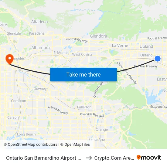 Ontario San Bernardino Airport ONT to Crypto.Com Arena map