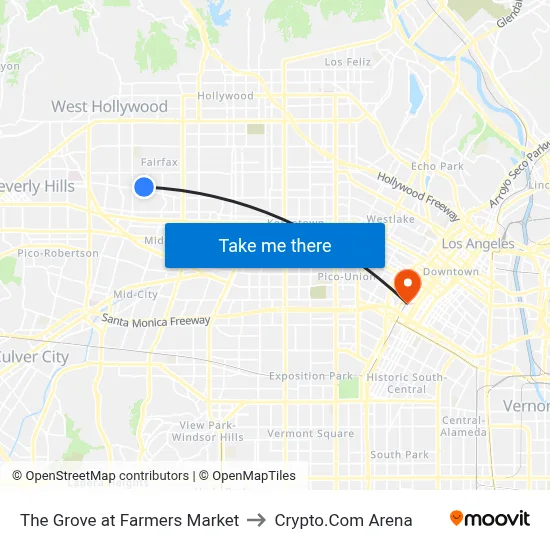 The Grove at Farmers Market to Crypto.Com Arena map