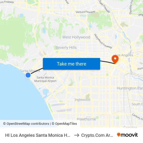 HI Los Angeles Santa Monica Hostel to Crypto.Com Arena map