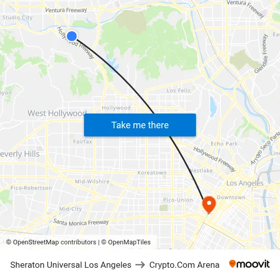 Sheraton Universal Los Angeles to Crypto.Com Arena map