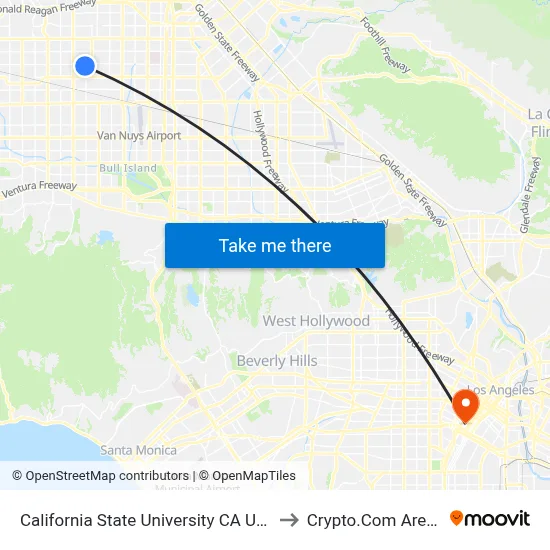 California State University CA USA to Crypto.Com Arena map