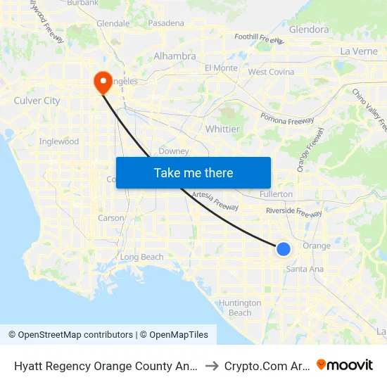 Hyatt Regency Orange County Anaheim to Crypto.Com Arena map