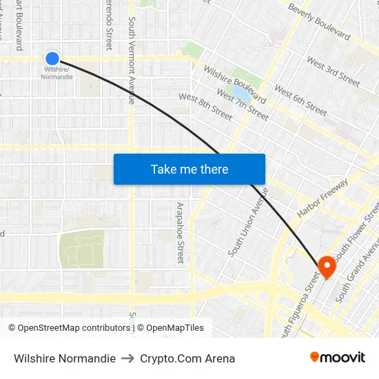 Wilshire Normandie to Crypto.Com Arena map
