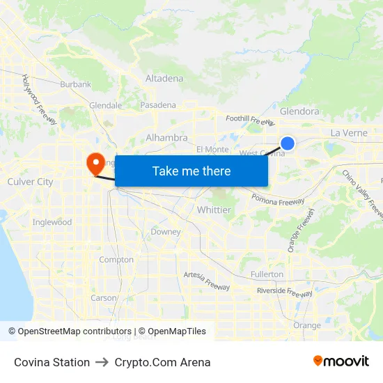 Covina Station to Crypto.Com Arena map