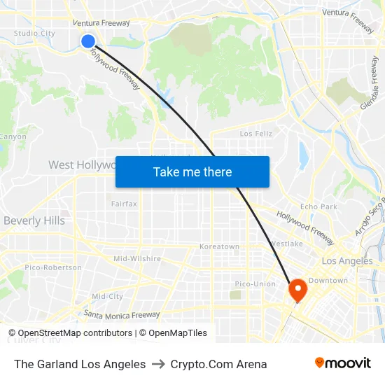 The Garland Los Angeles to Crypto.Com Arena map