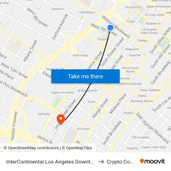 InterContinental Los Angeles Downtown an IHG Hotel to Crypto.Com Arena map