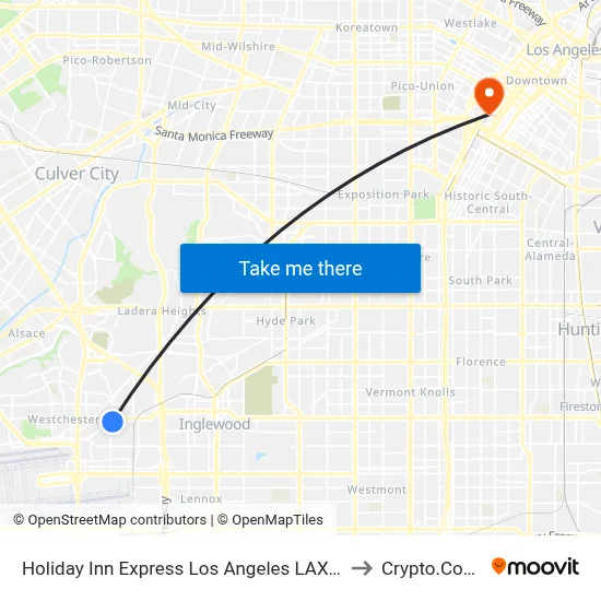 Holiday Inn Express Los Angeles LAX Airport an IHG Hotel to Crypto.Com Arena map