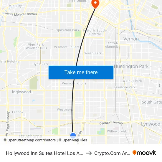 Hollywood Inn Suites Hotel Los Angeles to Crypto.Com Arena map