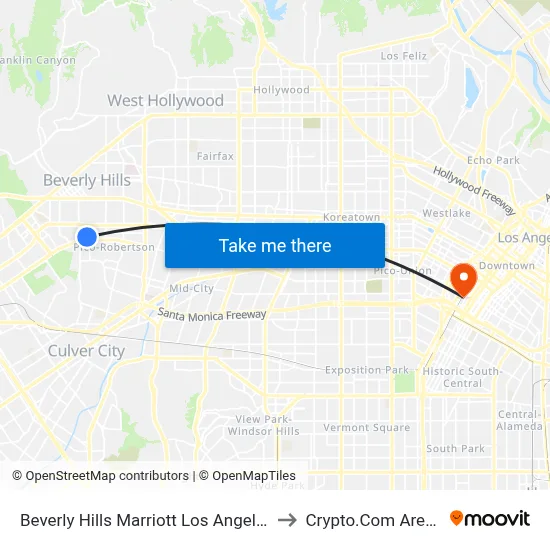 Beverly Hills Marriott Los Angeles to Crypto.Com Arena map