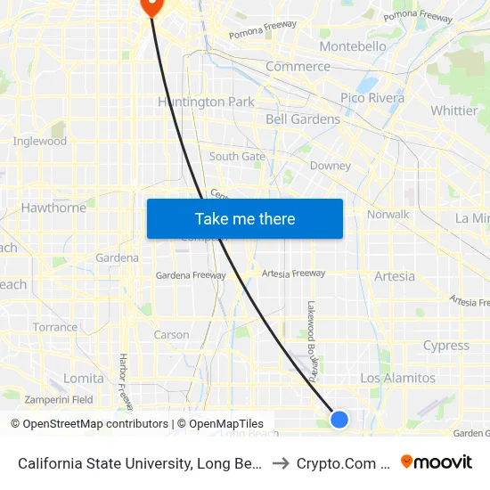 California State University, Long Beach - Lot E8 to Crypto.Com Arena map