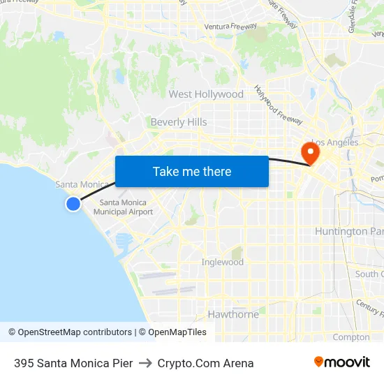 395 Santa Monica Pier to Crypto.Com Arena map